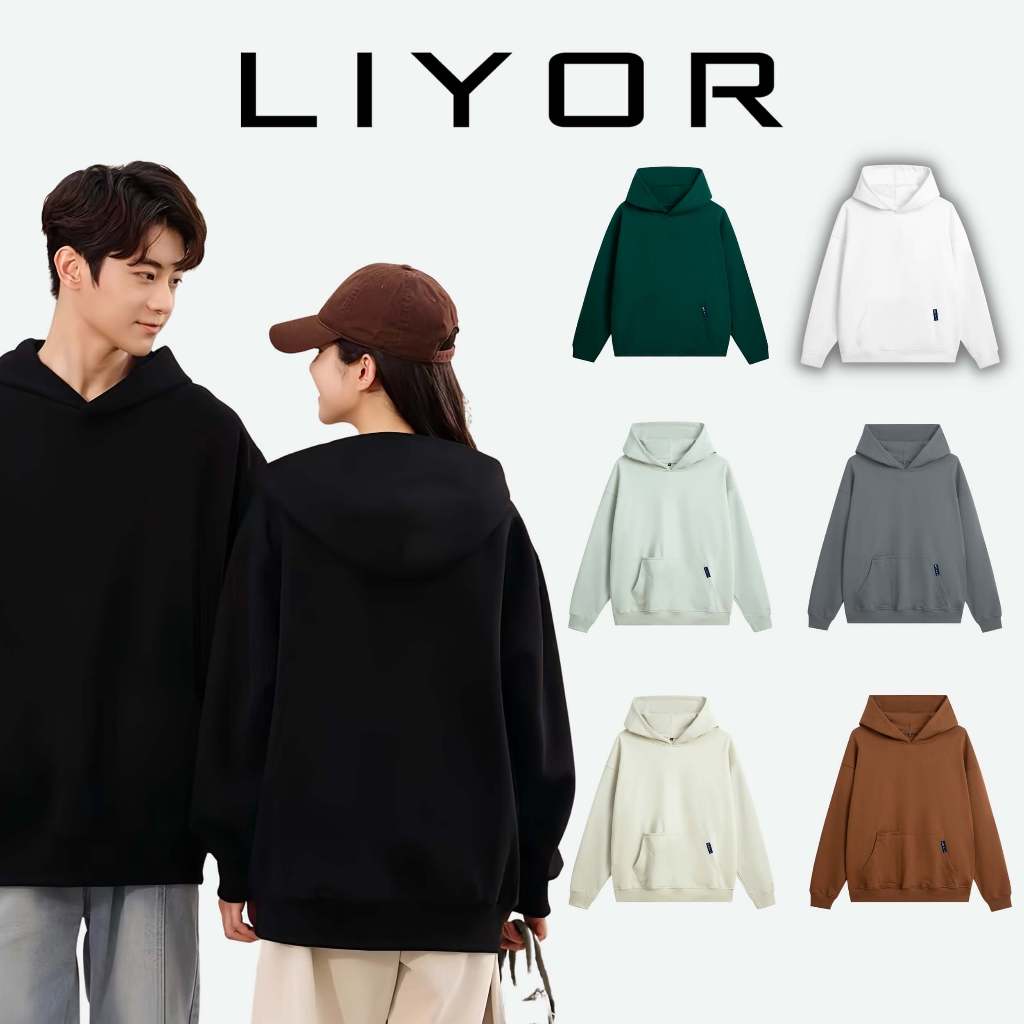 Áo Hoodie Unisex LIYOR Áo Khoác Hoodie trơn đơn giản form rộng thun cotton mặc thoải mái và thoáng mát HD001