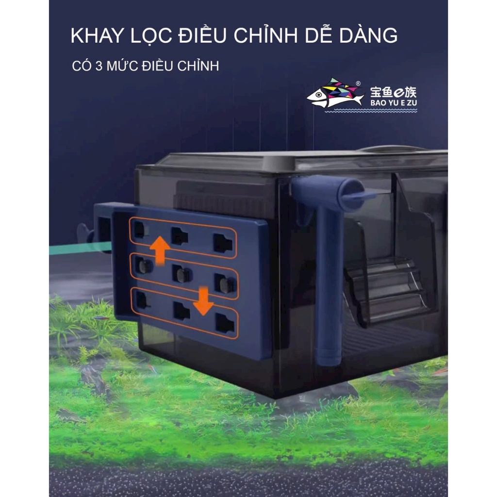 Lọc tràn trên kẹp thành bể cá kèm máy bơm baoyu G-30/G-50/G-60