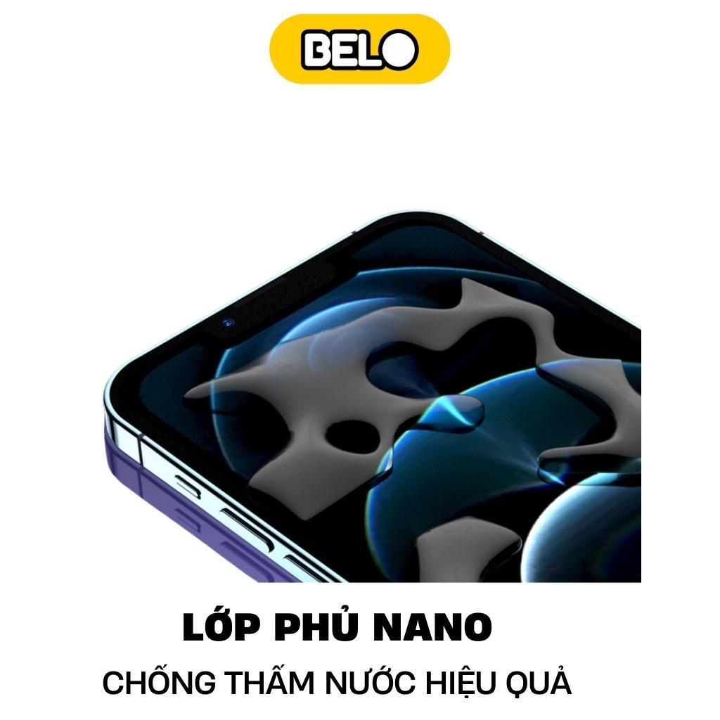 Cường lực tự dán cao cấp có khung tự lấy bụi cho iphone 15/14promax/13/12/11/pro/promax/xsmax/xs/x/8plus/7plus - Belo