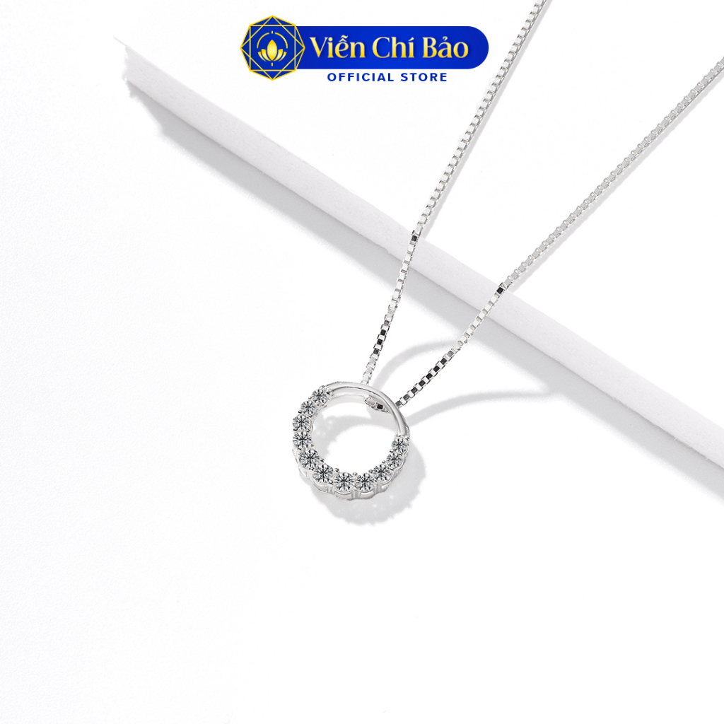 Dây chuyền bạc nữ mặt tròn đính đá sang chảnh chất liệu bạc 925 thời trang phụ kiện trang sức Viễn Chí Bảo D400265