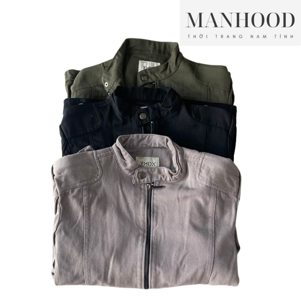 Áo khoác jean màu cổ trụ nam, áo jean nam màu đen, xám, xanh rêu AKJM003638