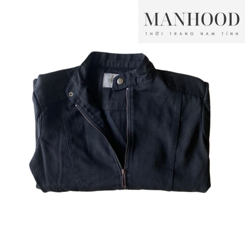 Áo khoác jean màu cổ trụ nam, áo jean nam màu đen, xám, xanh rêu AKJM003638