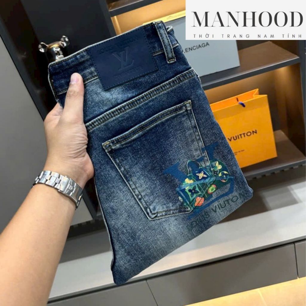 Quần jean nam, quần bò nam denim màu xanh đậm đẹp QJN003639 mẫu mới năm 2023
