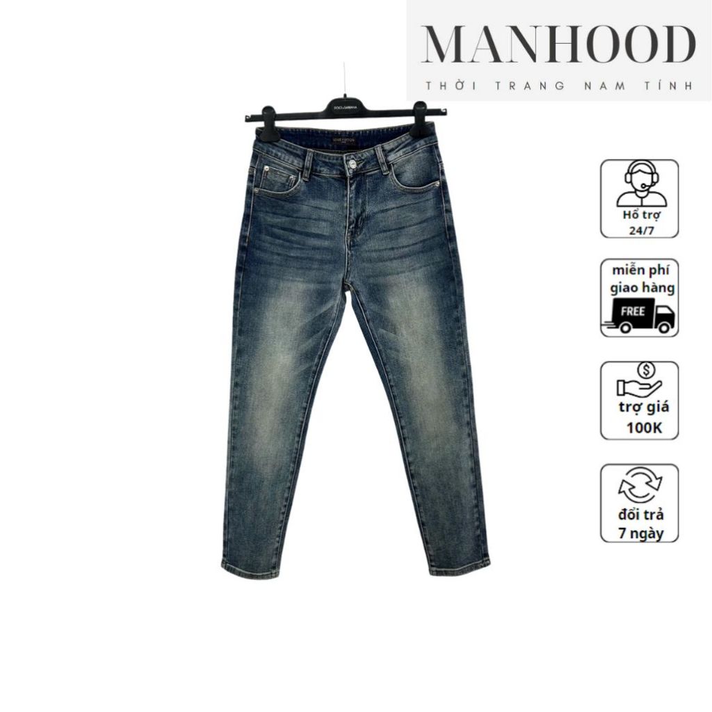 Quần jean nam, quần bò nam denim màu xanh đậm đẹp QJN003639 mẫu mới năm 2023