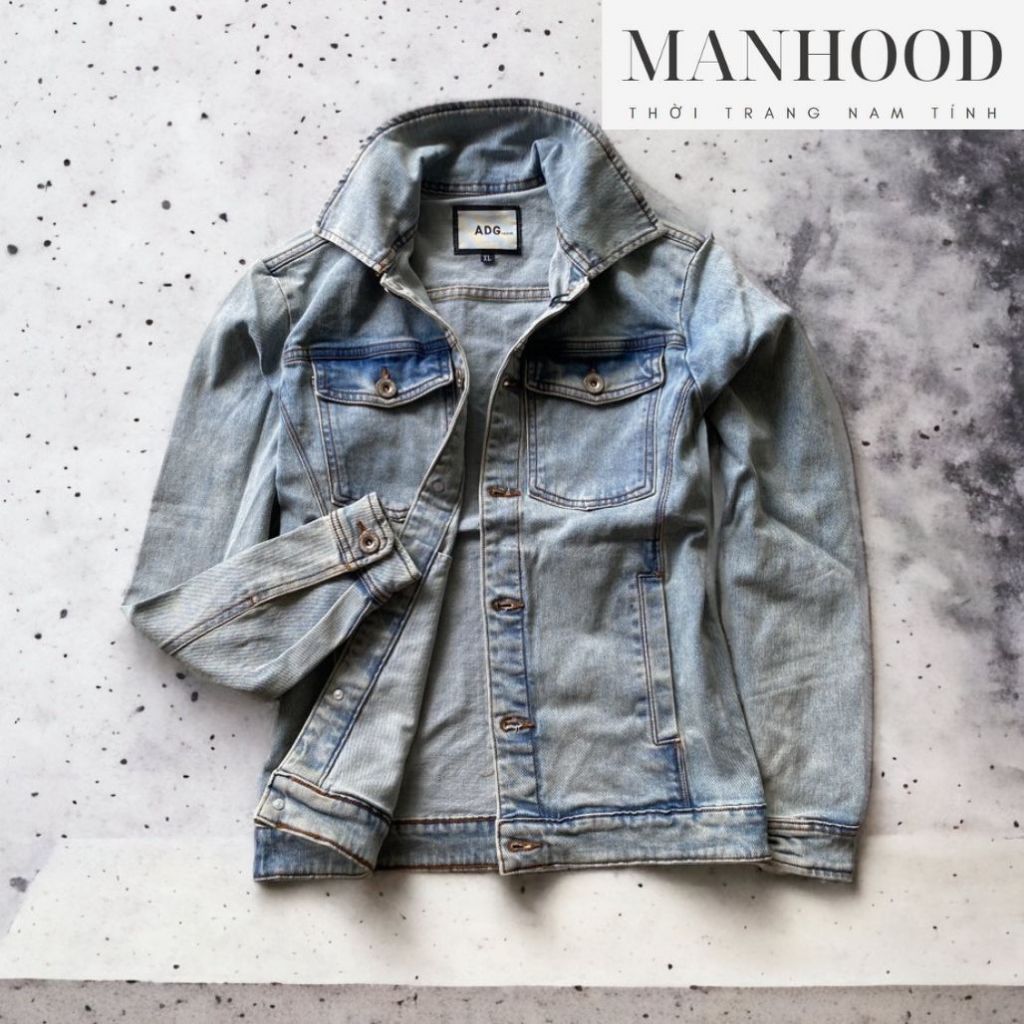 Áo khoác jean cao cấp nam, áo jean nam wash AKJ003635 mẫu mới