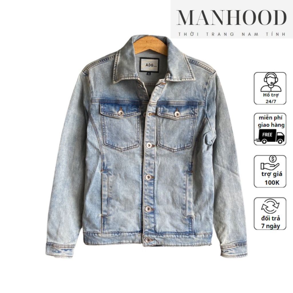 Áo khoác jean cao cấp nam, áo jean nam wash AKJ003635 mẫu mới