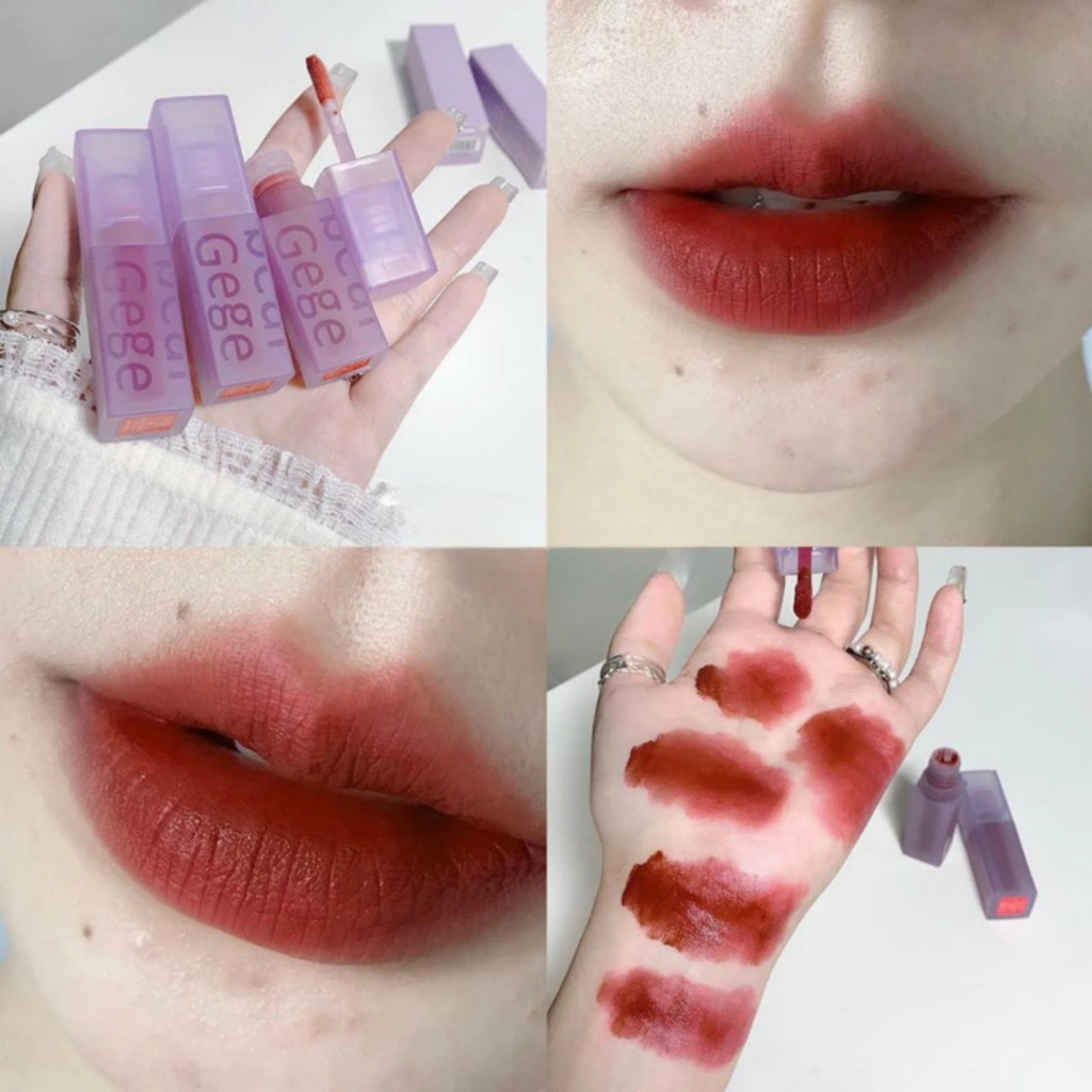 Son Gege Bear vỏ tím mịn như nhung không gây khô môi