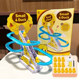 Đồ chơi vịt vàng leo cầu thang có đèn nhạc cho bé, khủng long leo cầu thang