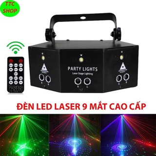 Phụ kiện 💦 đèn laser sân khấu lớn cảm biến theo nhạc - đèn laser cao cấp 9 mắt
