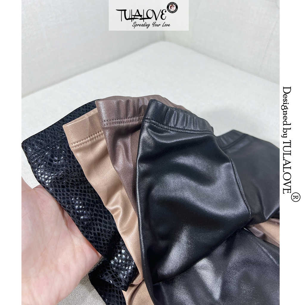 Áo Croptop Dài Tay Hình In, Quần Legging Tráng Da Bé Gái, Phối Set Tulalove