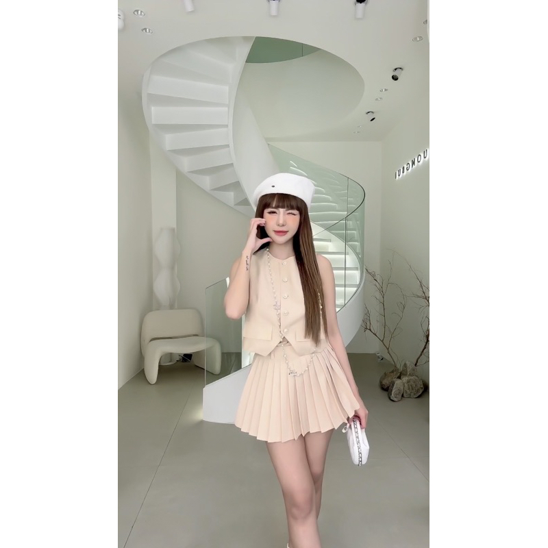 Set Gile Mix Chân Váy Xếp Ly MPB