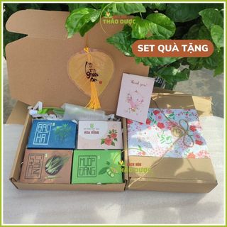   SÉT QUÀ TẶNG  COMBO 4 bánh xà bông HTX Sinh Dược xà phòng thảo dược quà tặng người thân ngày 8 3 14 2 noel,.. 