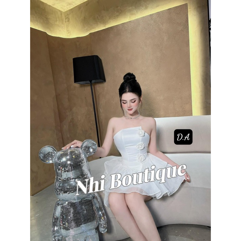 Sét đầm hoa áo tacta chân váy tơ kèm ảnh thật sang chảnh