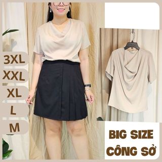 Bigsize công sở - áo cổ thụng - kem