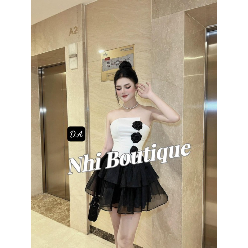 Sét đầm hoa áo tacta chân váy tơ kèm ảnh thật sang chảnh