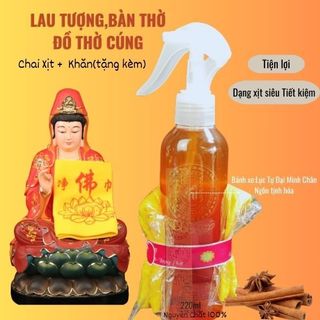 Nước tắm Phật,lau Tượng cao cấp(tặng Kèm KHĂN) dạng XỊT -SIÊU Tiện lợi,Tiết kiệm(nước tẩy uế NGŨ VỊ )Om Mani Padme Hum