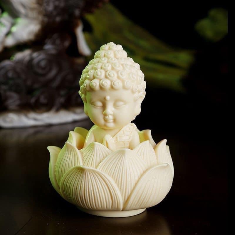 Tượng phật mini tượng phật ngồi đài sen để oto decor nhà bàn làm việc cầu bình an may mắn hcom590
