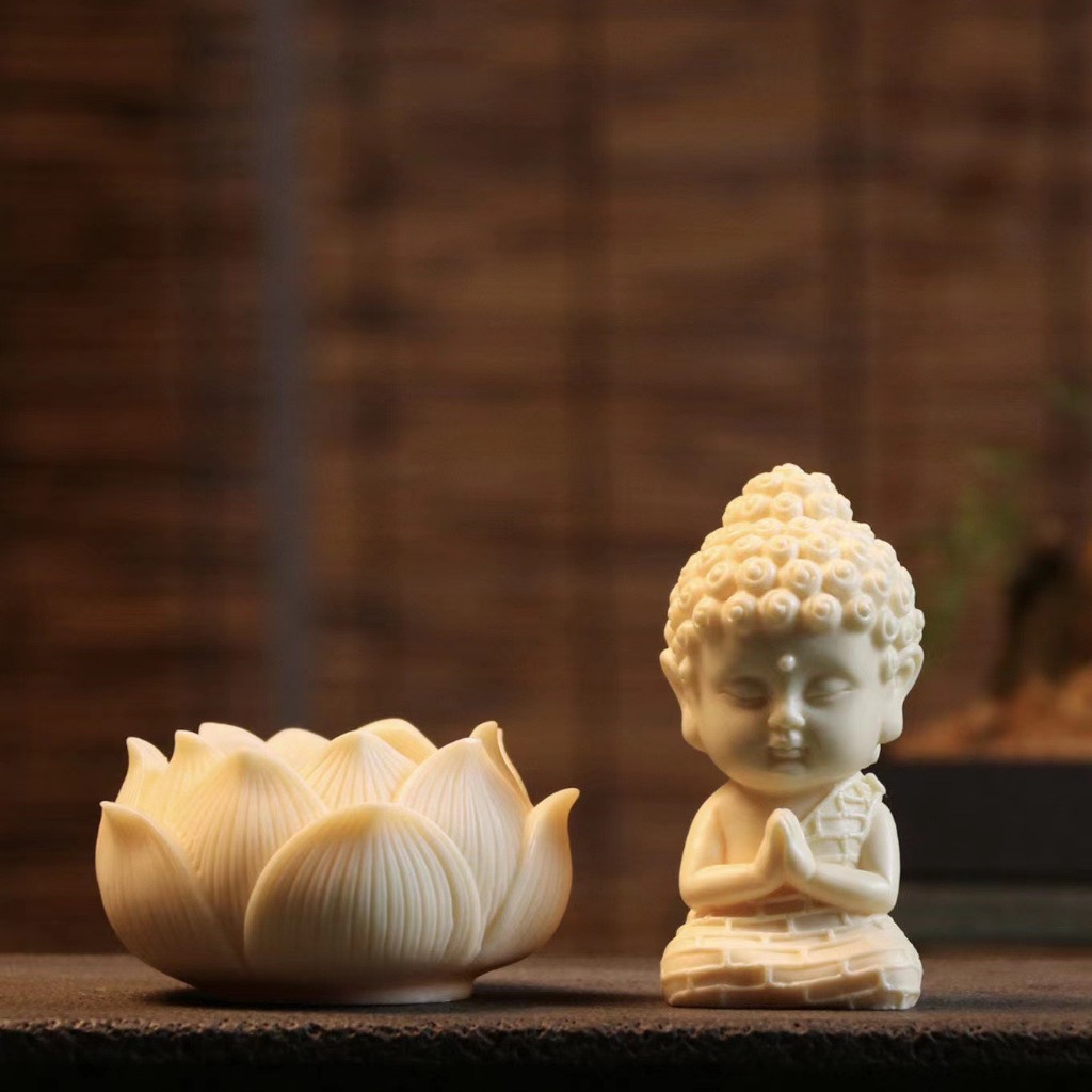 Tượng phật mini tượng phật ngồi đài sen để oto decor nhà bàn làm việc cầu bình an may mắn hcom590