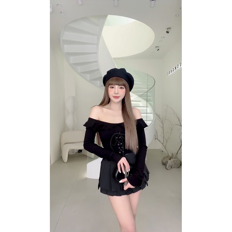 Set Trễ Vai Nơ Mix Chân Váy MPB