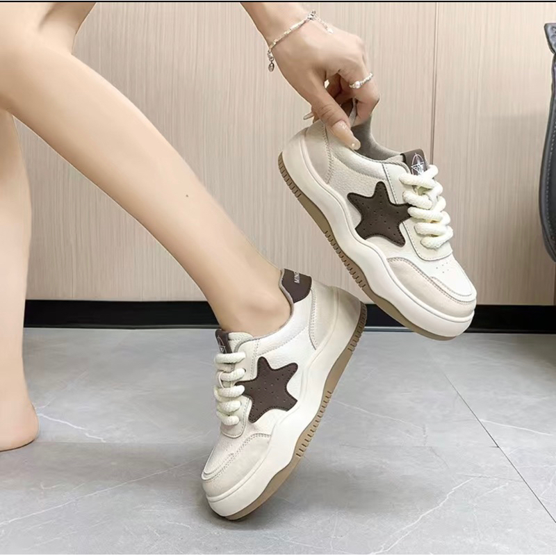 Giày Sneaker nữ Ngôi sao Chất da siêu đẹp, Giày nữ thể thao cá tính Msp 0916