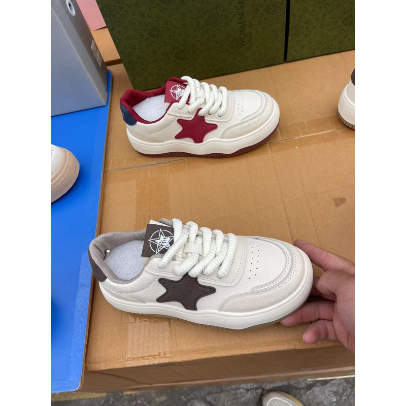 Giày Sneaker nữ Ngôi sao Chất da siêu đẹp, Giày nữ thể thao cá tính Msp 0916