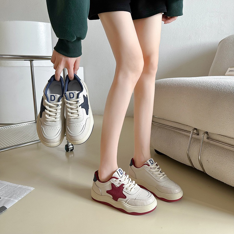 Giày Sneaker nữ Ngôi sao Chất da siêu đẹp, Giày nữ thể thao cá tính Msp 0916