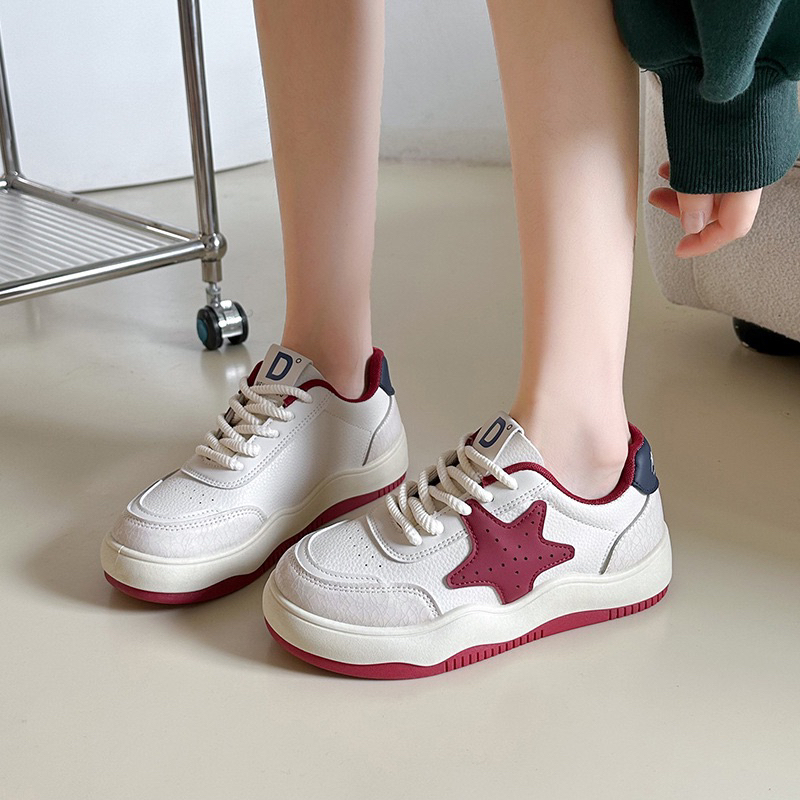 Giày Sneaker nữ Ngôi sao Chất da siêu đẹp, Giày nữ thể thao cá tính Msp 0916