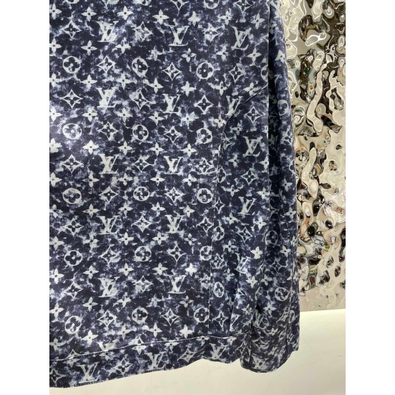 Set bộ quần áo jean denim louís vuituoi LV tài tay họa tiết monogram cao cấp