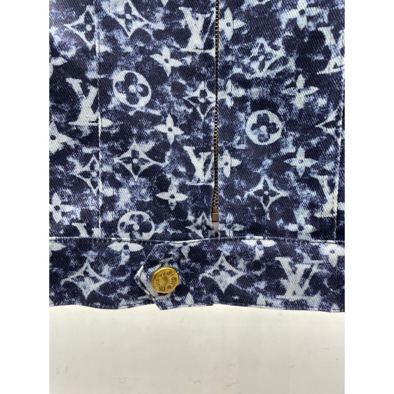 Set bộ quần áo jean denim louís vuituoi LV tài tay họa tiết monogram cao cấp