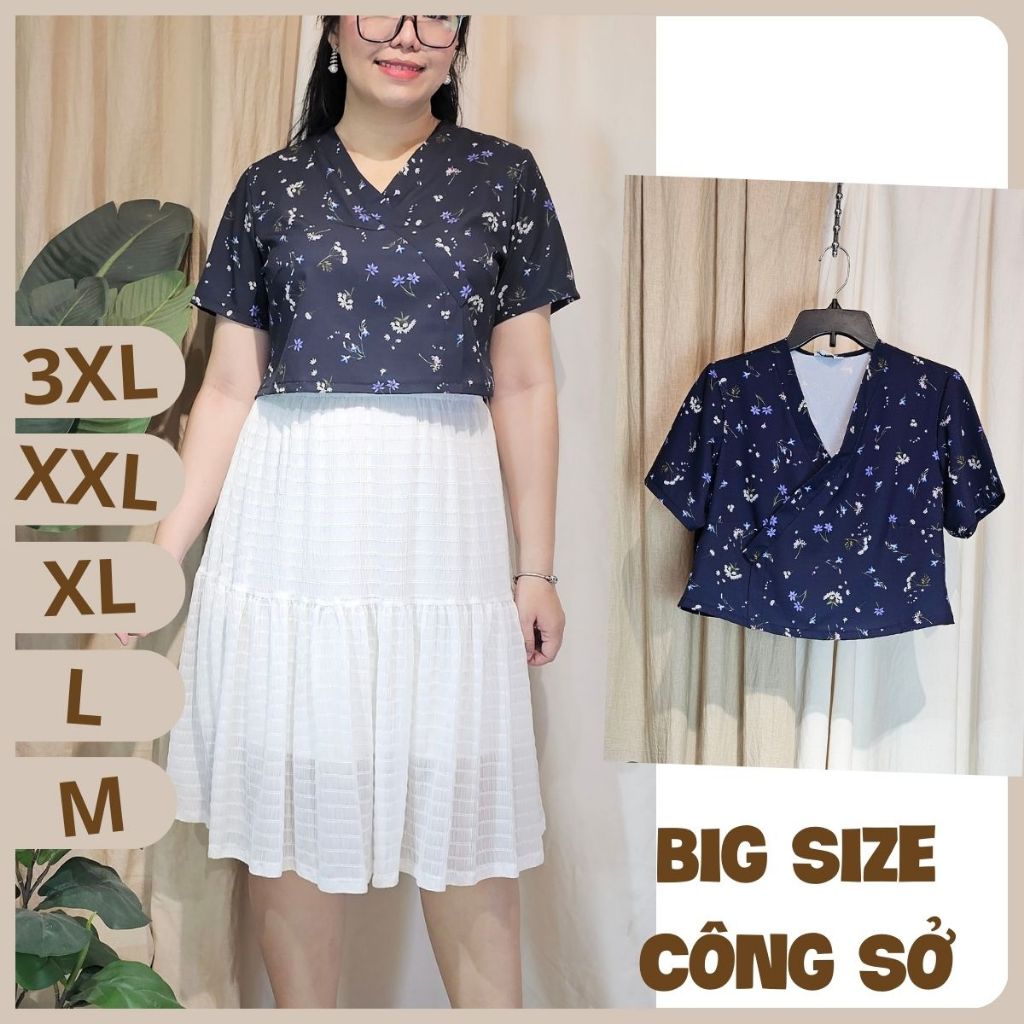 Bigsize công sở - Áo Hanbie - Xanh Hoa