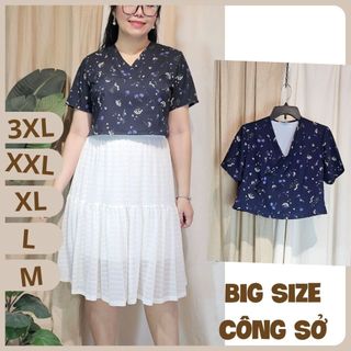 Bigsize công sở - Áo Hanbie - Xanh Hoa