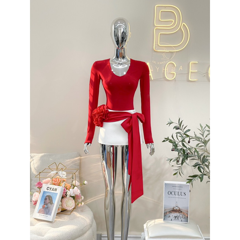 Set Áo Thun Thắt Nơ Eo Chân Váy Ngắn TKCC BAGEO