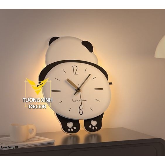 Tranh Đồng hồ có đèn gầu trúc lắc lư treo tường TuongXinhdecor , trang trí để bàn , quà tặng tân gia , phòng ngủ...