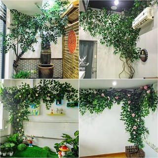 Lá cây giả trang trí - cành lá xanh làm cây si lá xanh cây cổ thụ giả decor trang trí văn phòng, quán cafe