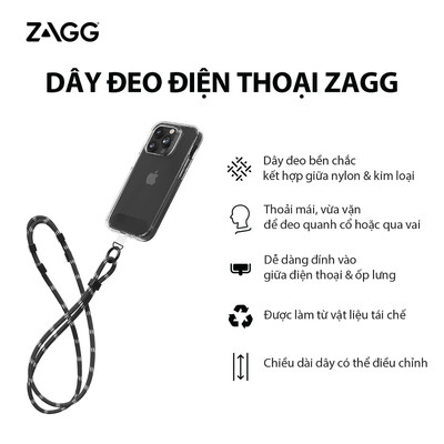 Dây đeo điện thoại ZAGG đa năng - Chất liệu cao cấp, điều chỉnh độ dài linh hoạt-Phụ kiện điện thoại
