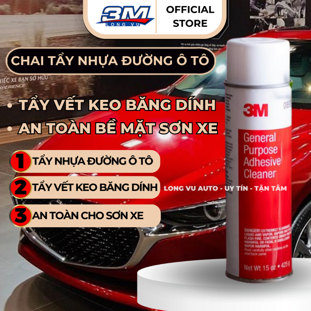 Chai xịt tẩy keo nhựa đường 3M General Purpose Adhesive Cleaner tẩy vết keo băng dính - 3M Long Vu