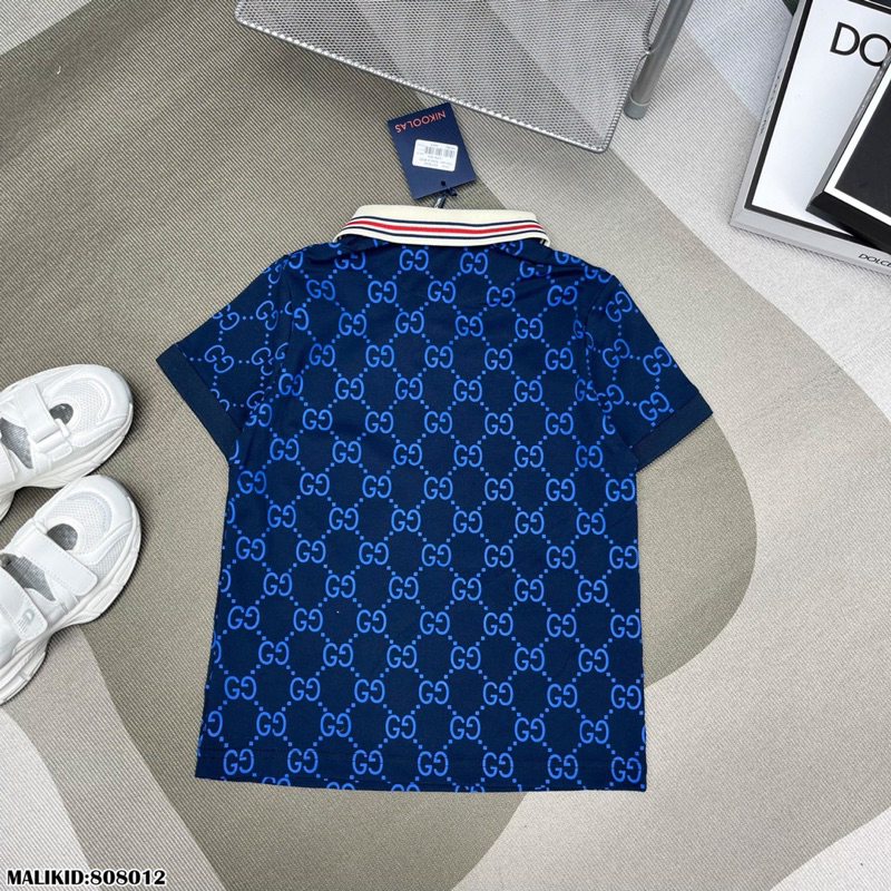 Áo polo ngắn tay in full hoạ tiết GC cổ kẻ dành cho bé trai kèm ảnh thật-QuynhAnhStore