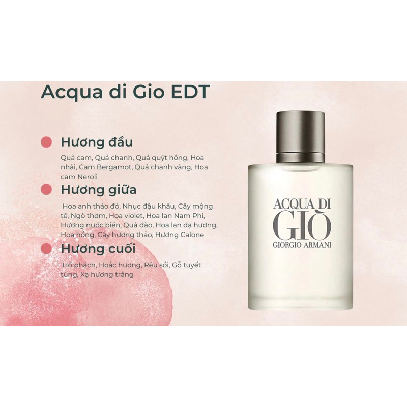 Giorgio Armani Acqua Di Giò  - Nước Hoa Nam chiết 10ml Chính Hãng