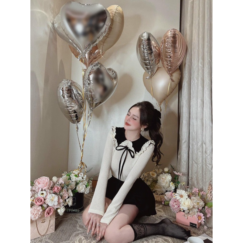 Set áo ren pha mix chân váy nhung 2 lớp