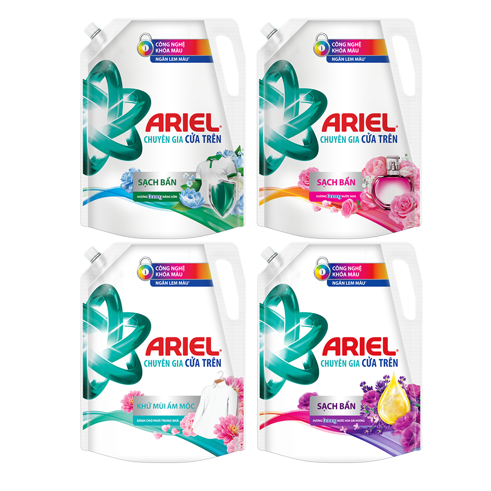 Combo 2 Túi Nước Giặt Ariel Matic Cửa Trên Ngăn Lem Màu 1.8KG/2KG