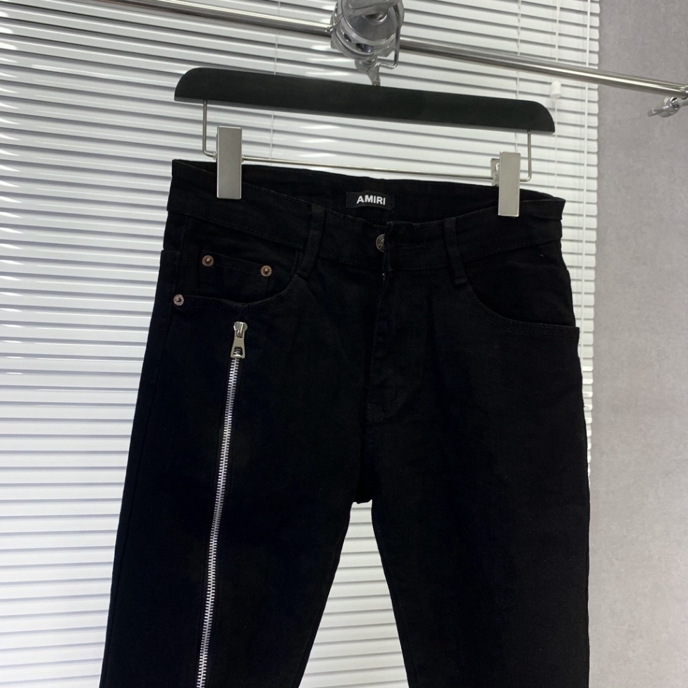 Quần jean bò Nam slimfit đen trơn thêu khoá zip chéo dọc đùi đơn giản basic phong cách đường phố hot trend MS 07