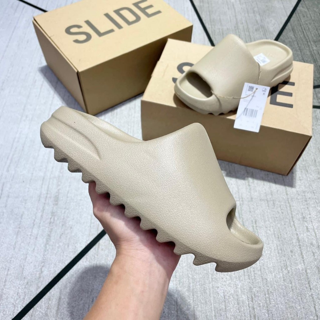 Dép bánh mì YEEZY SLIDE vân nhám đế cao 5cm, Dép YZ SLIDE nam nữ cao cấp Full Box