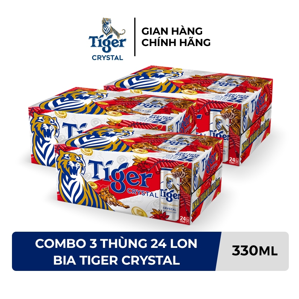 Combo 3 thùng 24 lon bia Tiger Crystal 330ml/lon