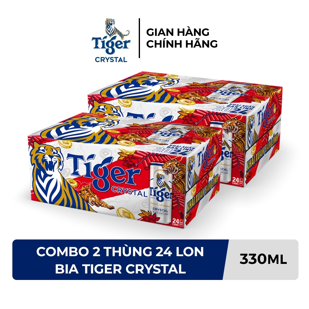 Combo 2 thùng 24 lon bia Tiger Crystal 330ml/lon