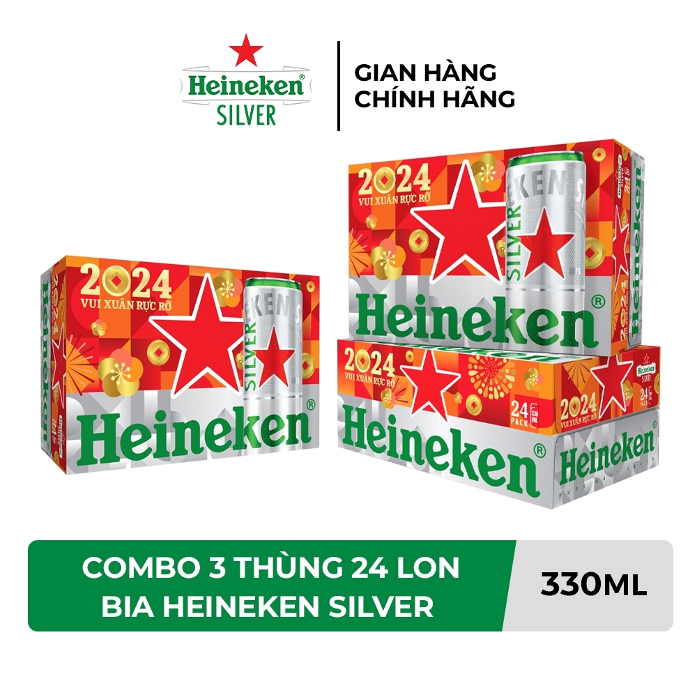 Combo 3 thùng 24 lon bia Heineken Silver 330ml/lon