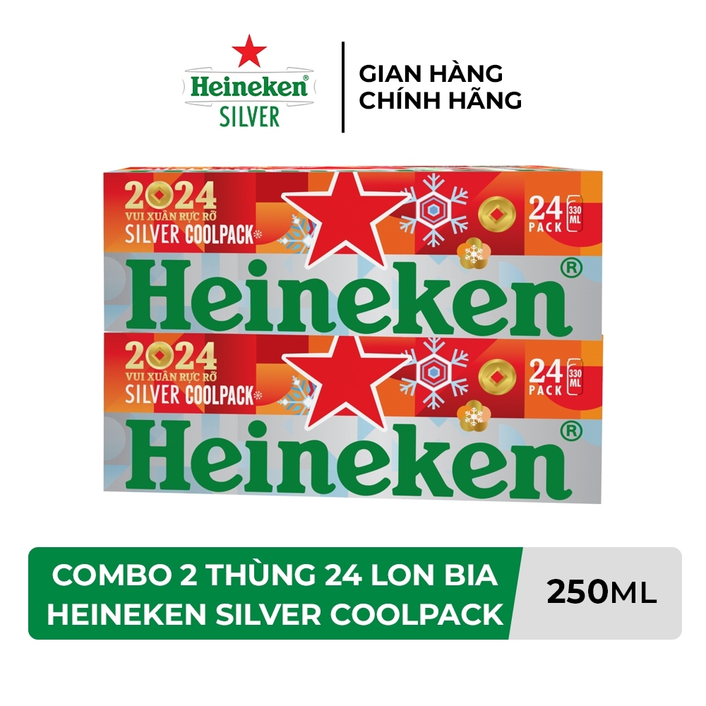 Combo 2 thùng 24 lon bia Heineken Silver 330ml/lon