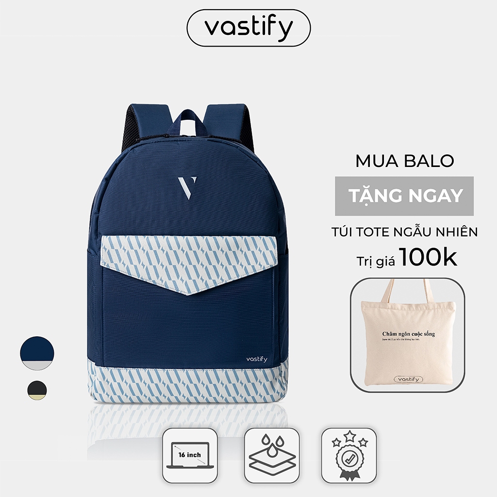 VASTIFY Ba lô Monogram Daily đi học chống thấm nước đựng máy tính xách tay phong cách Hàn Quốc thời trang trẻ trung