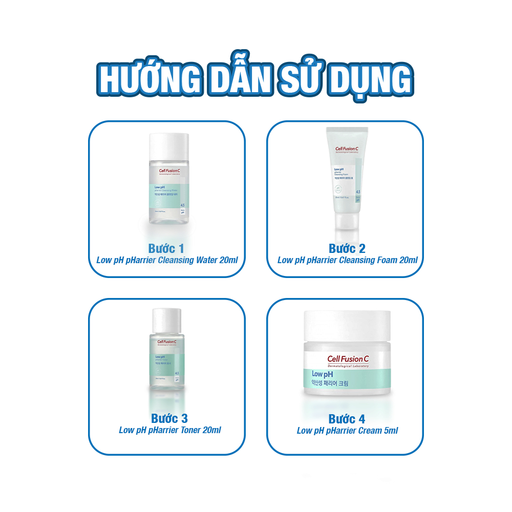 Bộ Chăm Sóc Da 4 Bước Tăng Cường Hàng Rào Bảo Vệ Da & Cấp Ẩm Low pH Miniature Kit