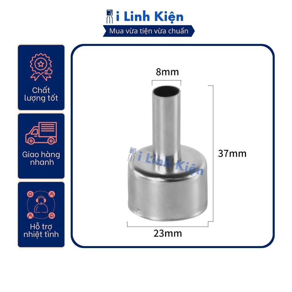 Đầu khò 858 kích thước 3mm 5mm 8mm 10mm 12mm chất lượng cao.