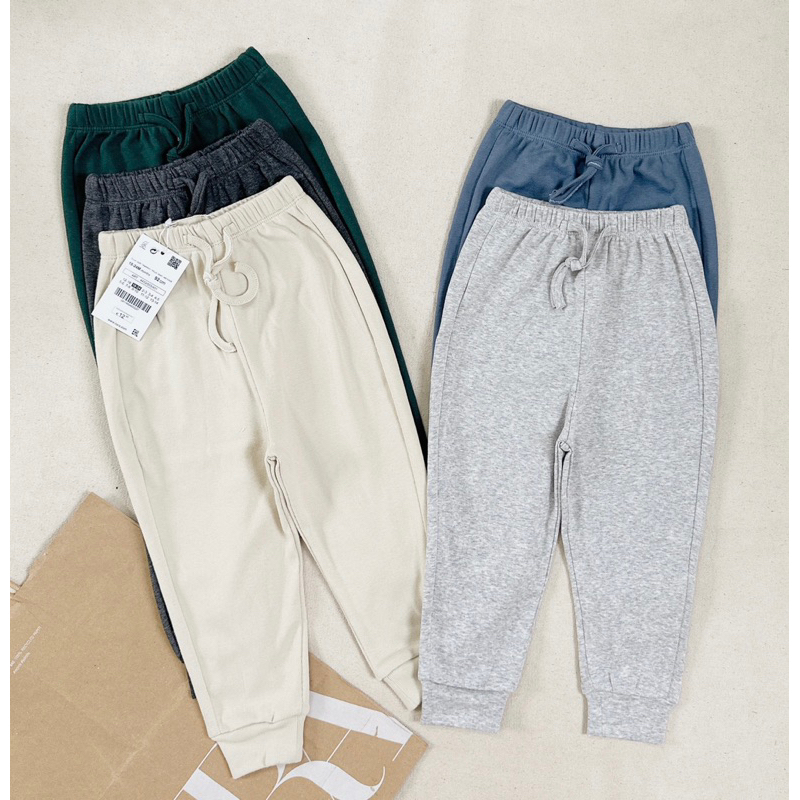 Quần thun cotton bo gấu bé trai bé gái